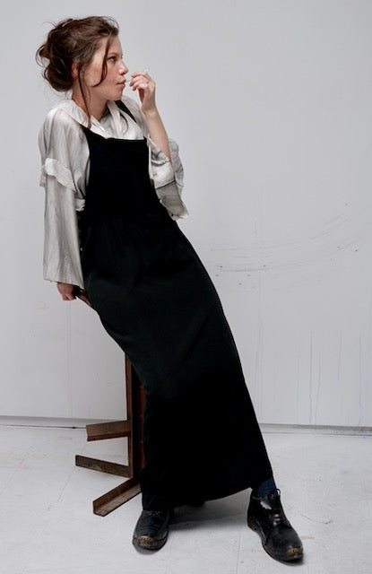 Black asymmetrical pinafore