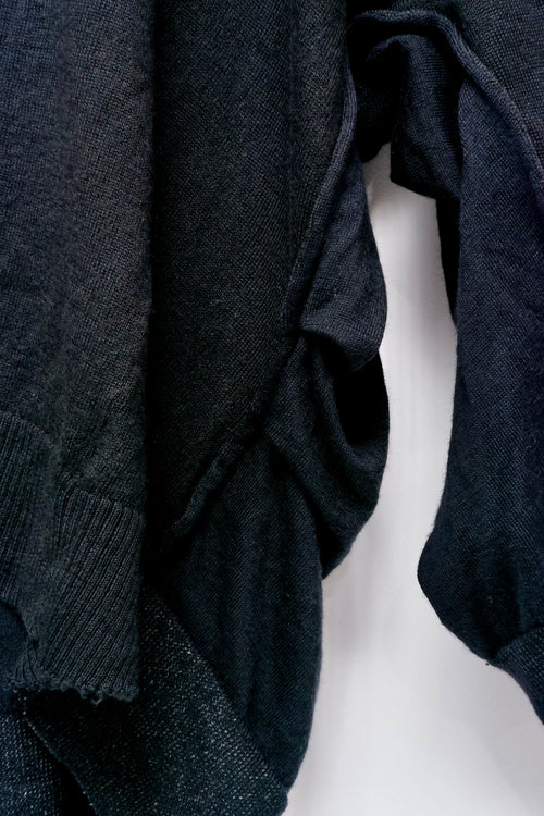 Charcoal grey merino ‘2 sides’ w/ pleats or Black leather cuffs