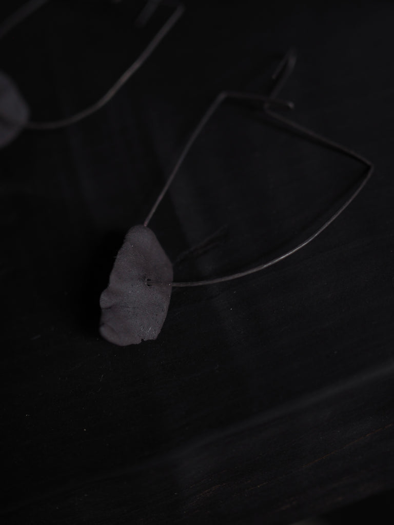 Earring / Black clay and Oxidised Sterling Silver