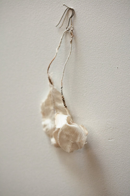 Untitled, Fabric Flower Fragments, Earring Hooks, 2021