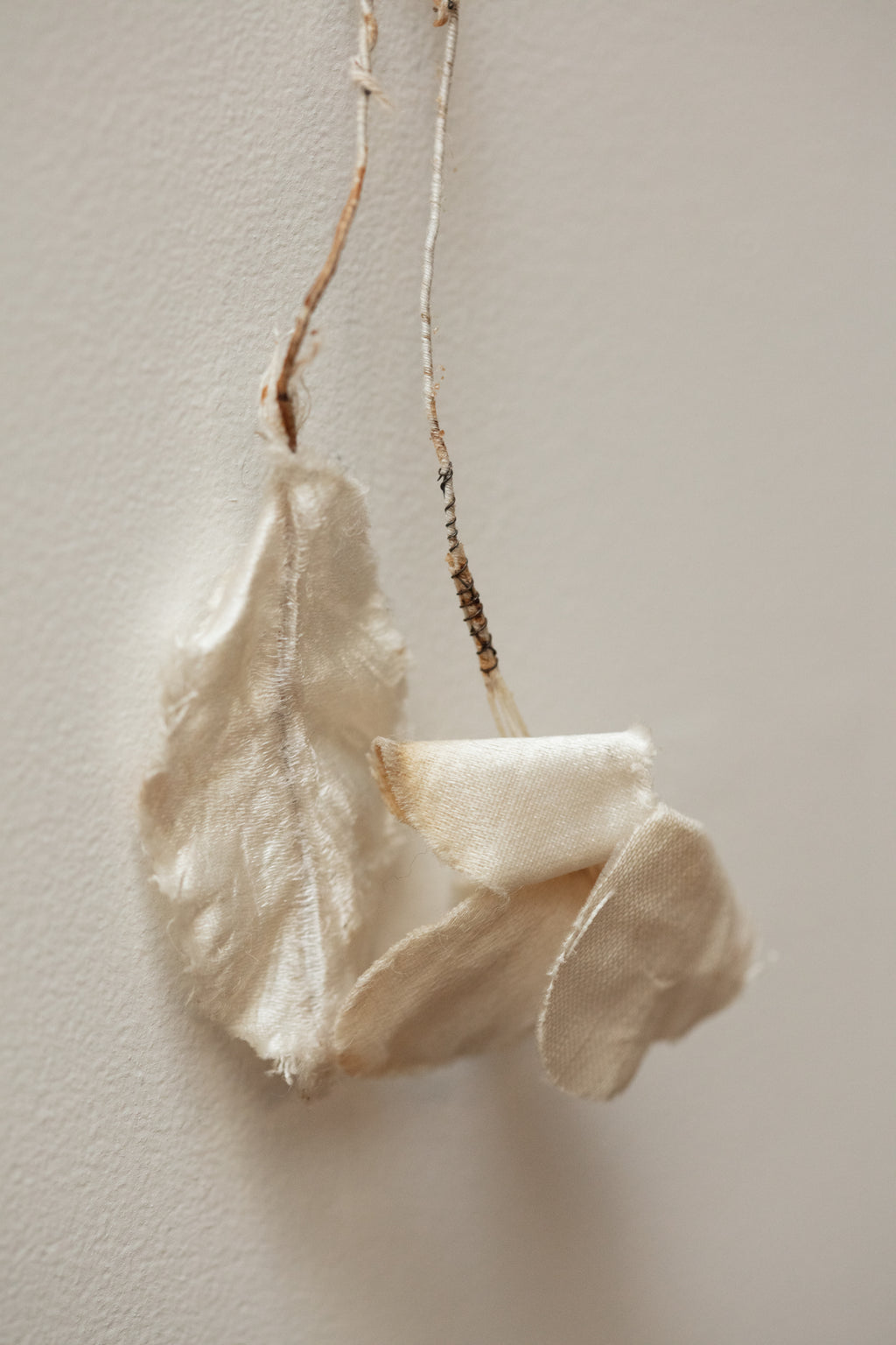 Untitled, Fabric Flower Fragments, Earring Hooks, 2021